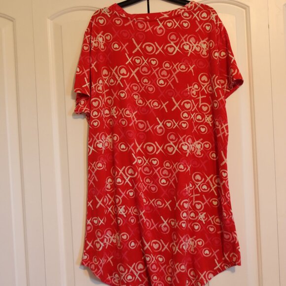 Just Be XL X's and O's Red/White/Pink Very Soft Cozy Night Gown Short Sleeve - Picture 11 of 12